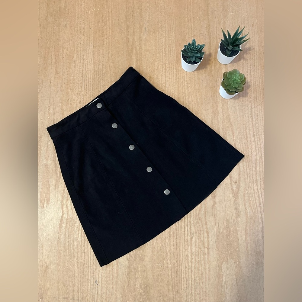 Wilfred Free Aritzia Black Faux Suede Mini Skirt Size 2